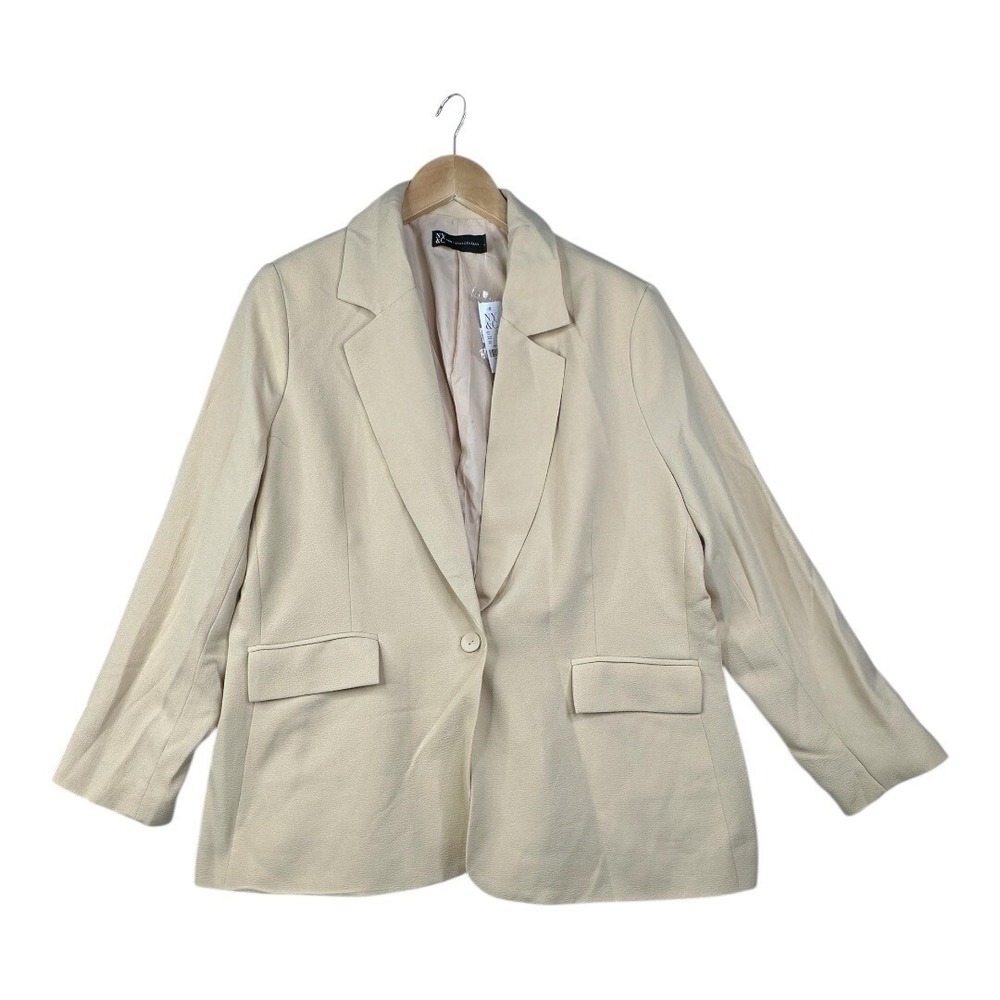 New York & Company One Button Soft Blazer size 1X Butter Yellow